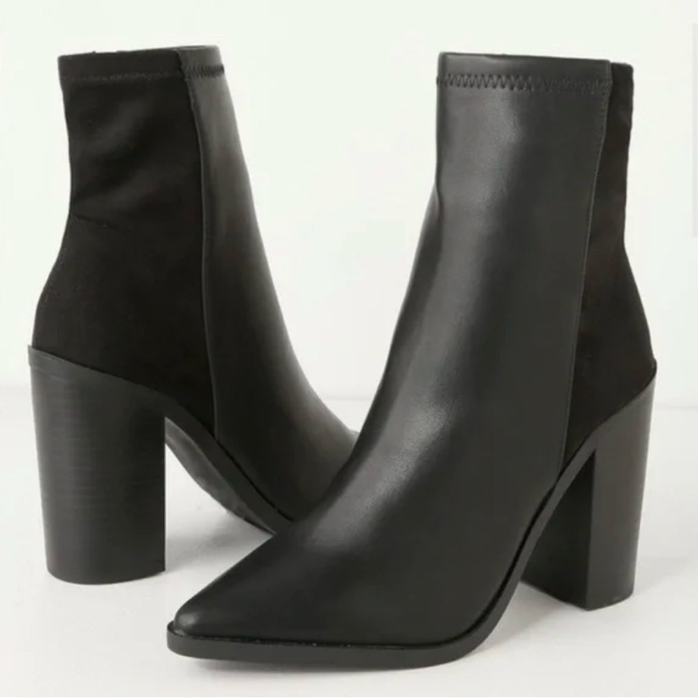 NEW Lulu’s “Essex” Vegan Leather Mid Calf Boot in Black Size 11